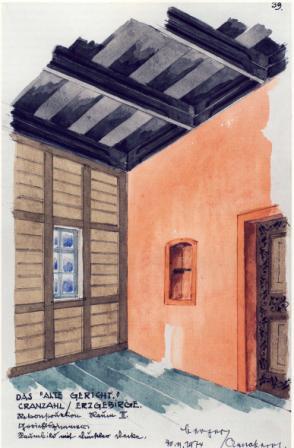 Altes Gericht Cranzahl-Zeichnungen von Oskar Beyer, Eigentum Erzgebirgsmuseum Annaberg-Buchholz