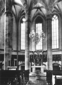 Jakobikirche, Chor nach der Wiederherstellung, 1950